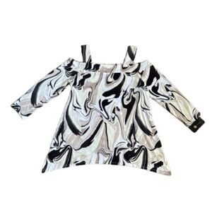 570M NWT JM Collection‎ Women's Printed Cold-Shoulder Top - Size: XS
